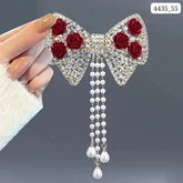 Impression Rhinestone Bow and Faux Pearl Tassel (Pack of 12)
